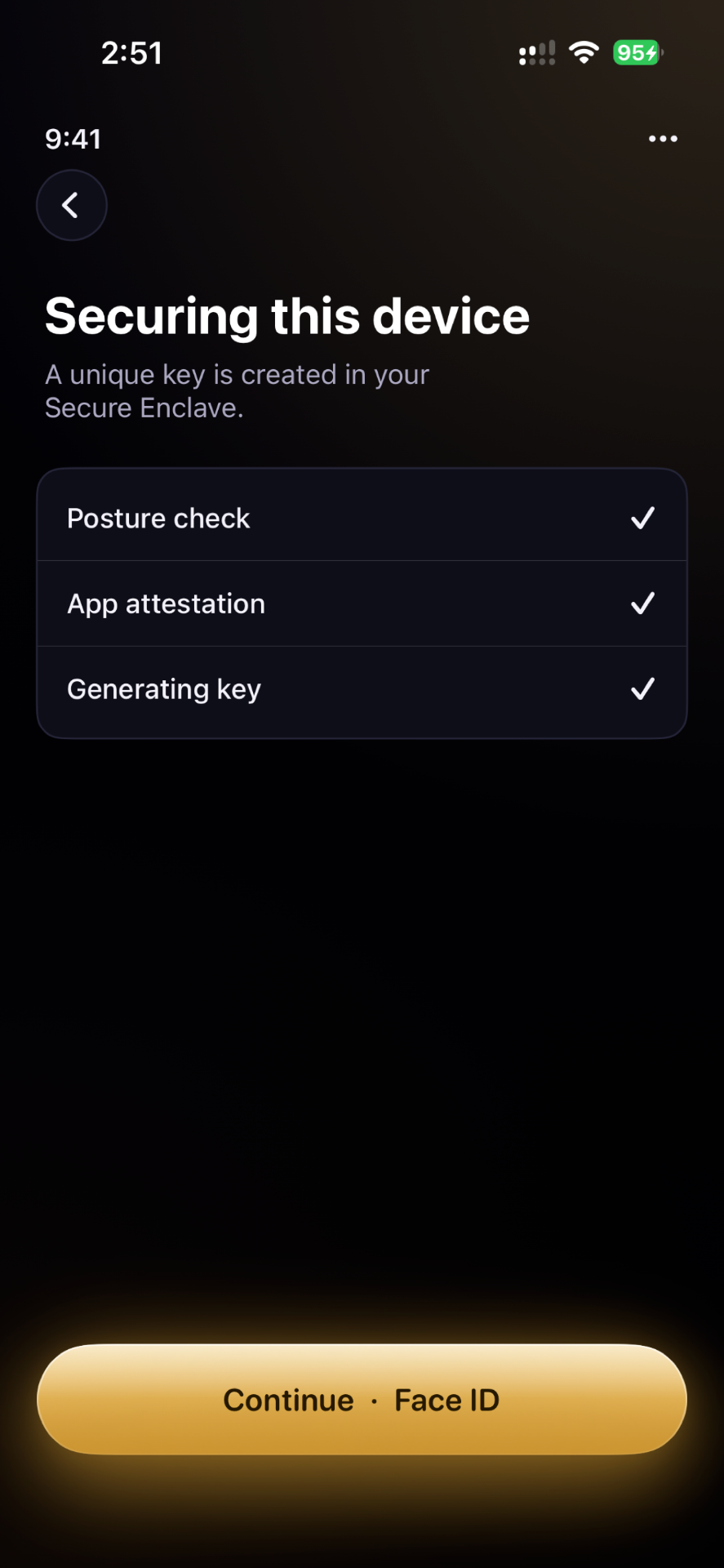 Device secured with Face ID